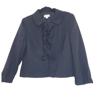 LOFT Black Ruffle-Front Blazer Jacket